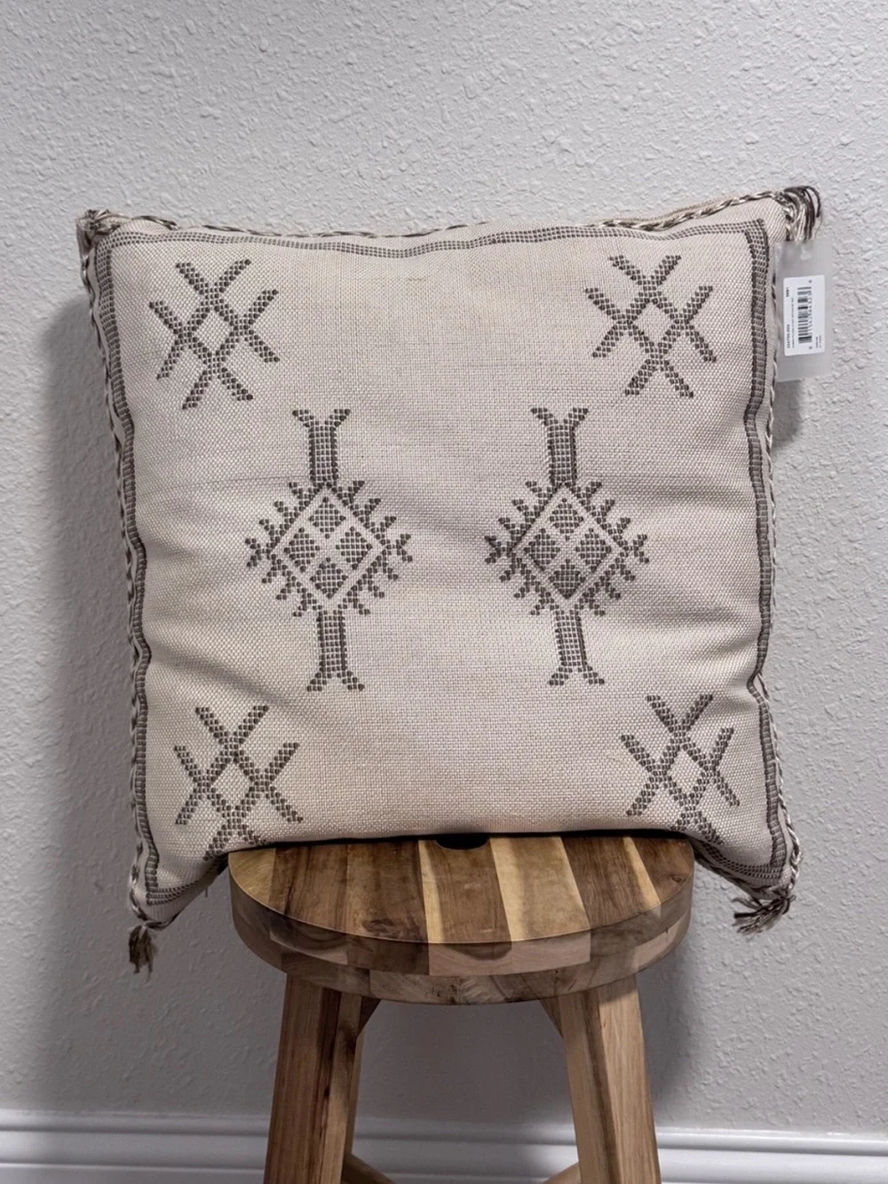 NWT Four Hands Studio Sabra Pillow Khaki Stitch 20x20 Boho